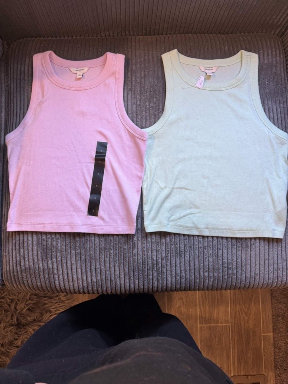 Banana Republic Cropped Ribbed Tank Tops in Pink & Mint Bundle
